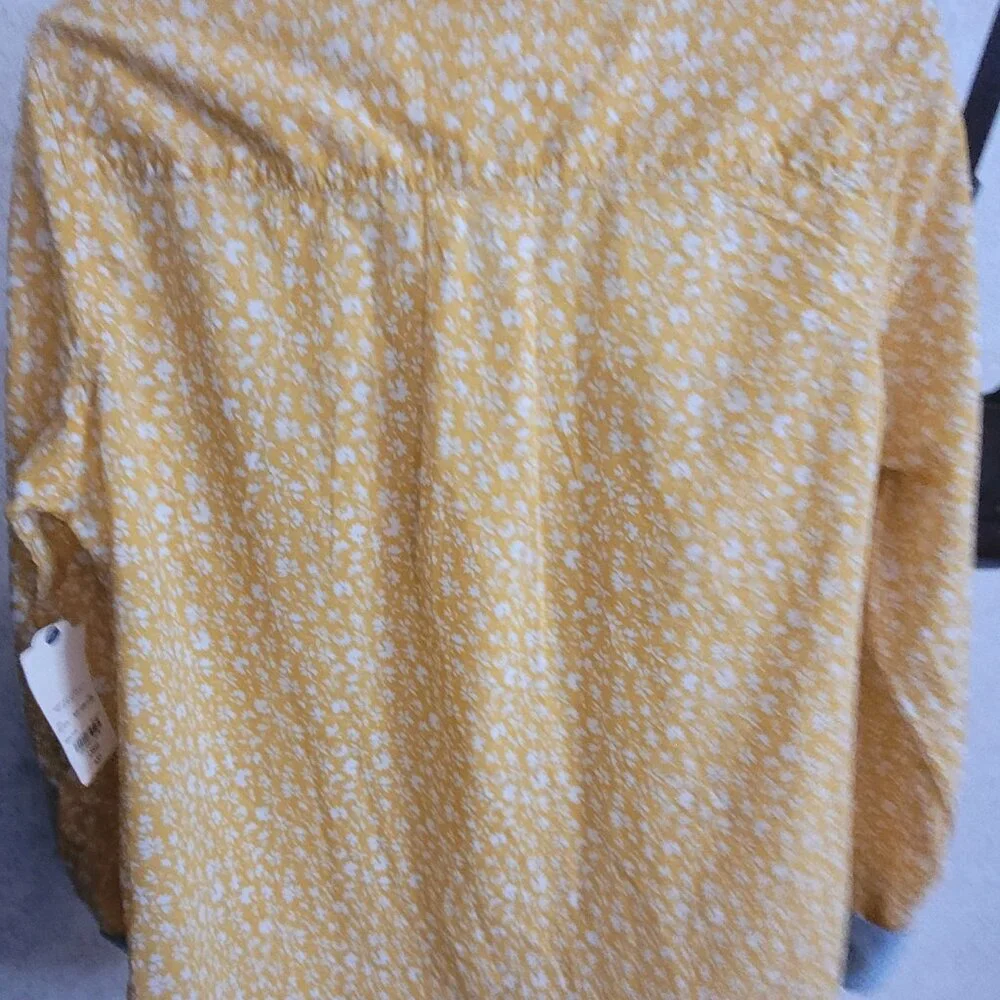 Yellow Floral Womens Button Long Sleeve ShirtSt Johns Bay Size L  NWT - Picture 6 of 15